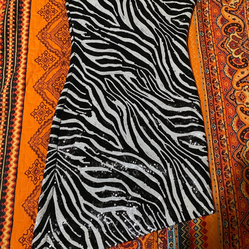 Vintage 2000s Zebra Print Sequin Dress